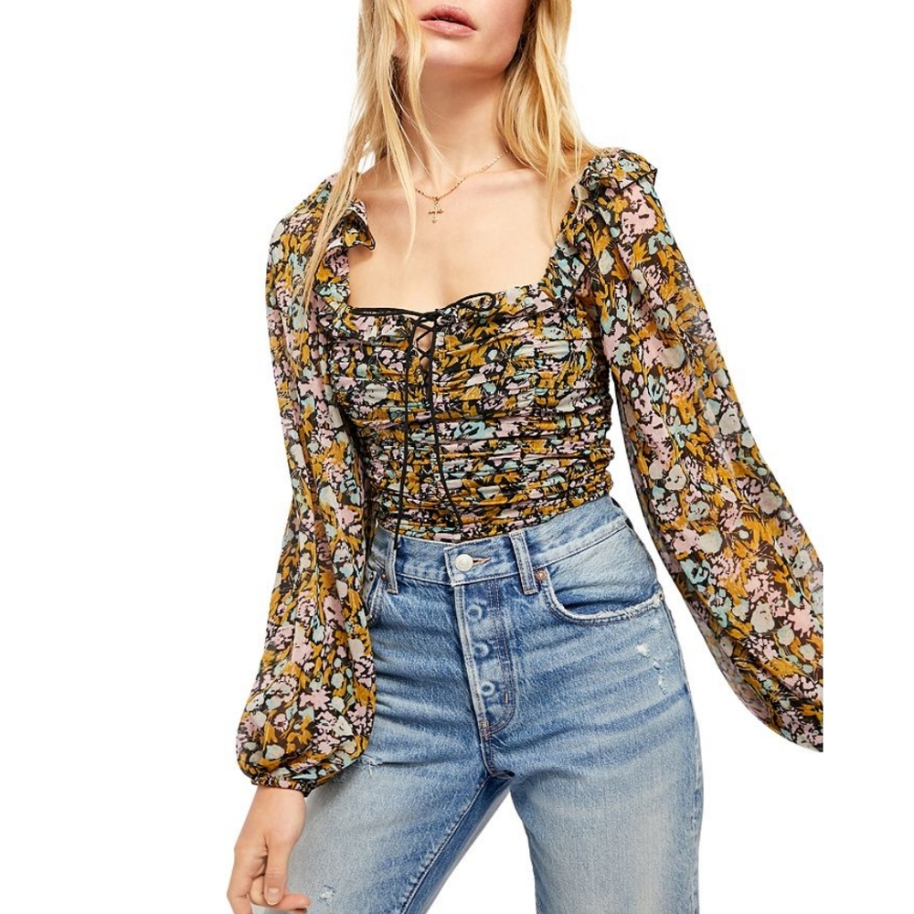Free People Mabel Floral Printed Blouse